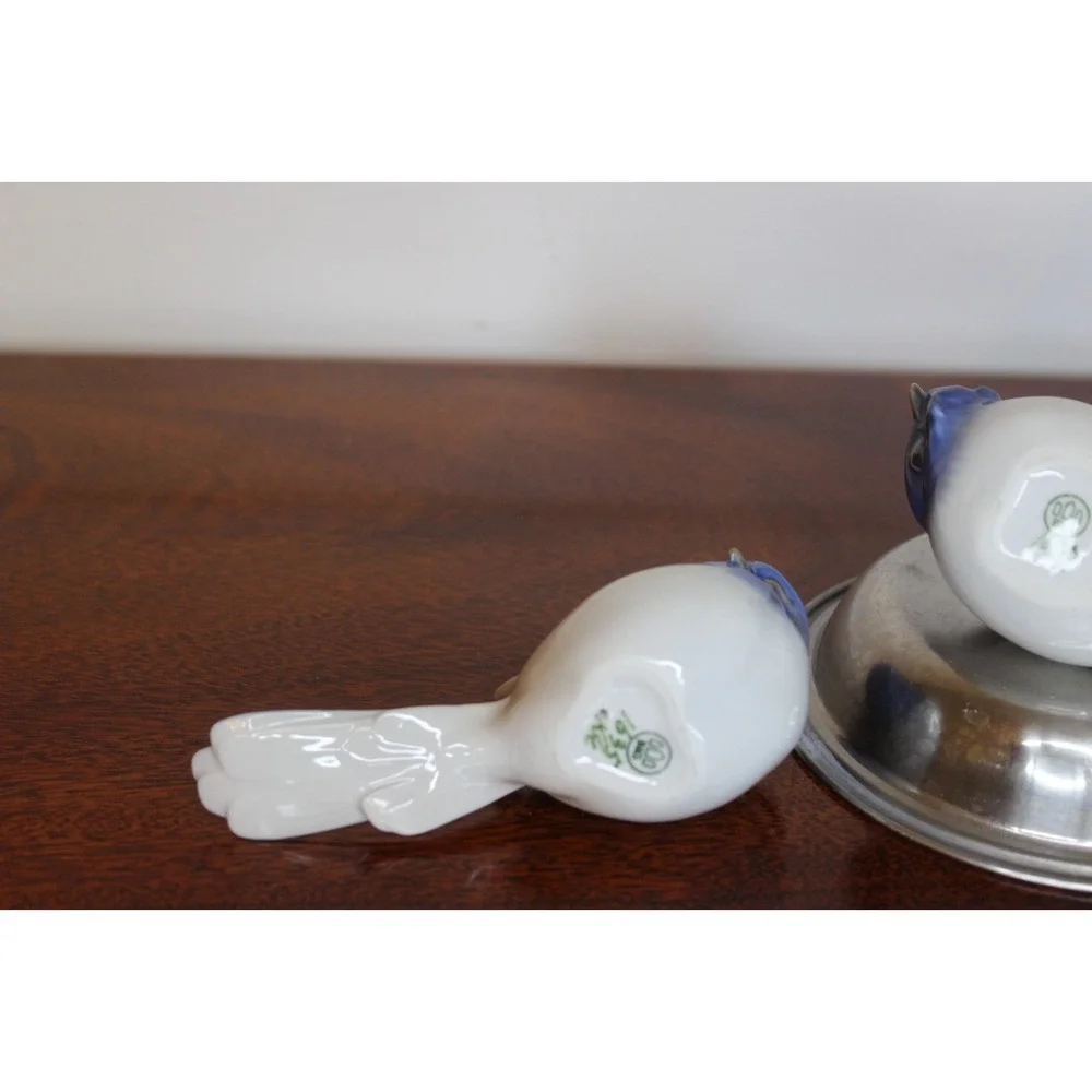 A pair‎ of Vintage Bing & Grodahi Porcelain titmouse Figurines